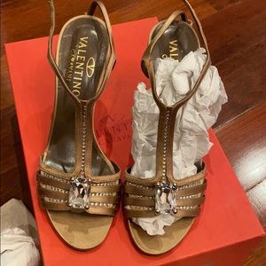 Valentino garavani women shoes 7 Swarovski gold pumps sandal evening wedding